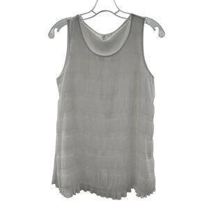 Elle Women's Textured Sleeveless Top White Size Small